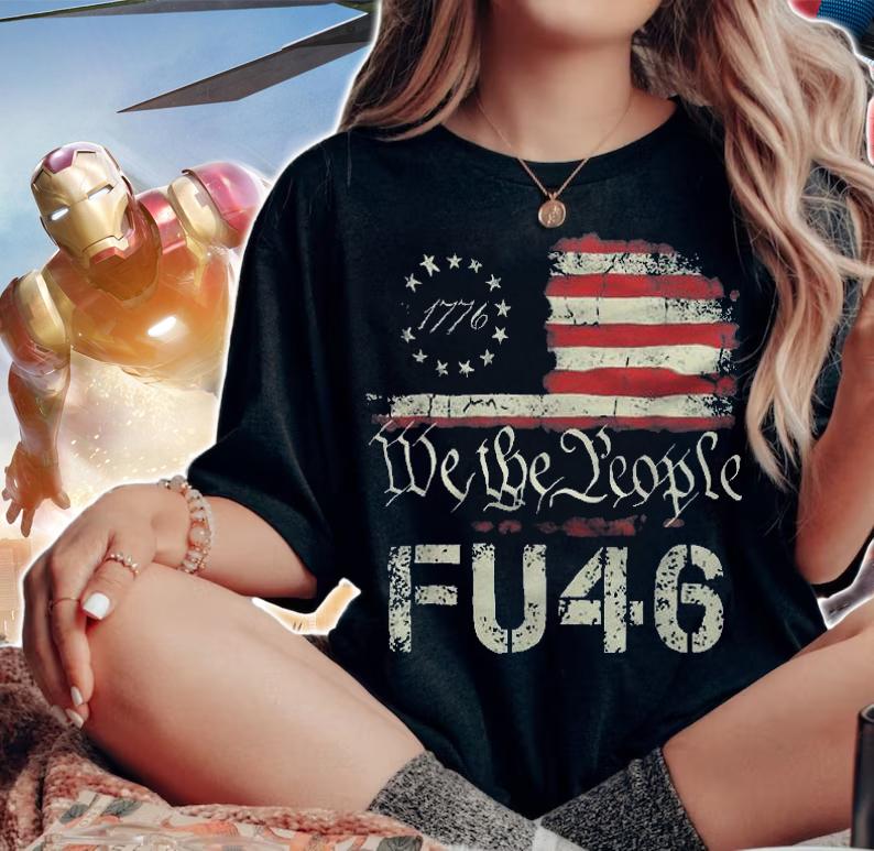 FU 46 Vintage 1776 American Flag Funny Biden Patriots FU46 T-Shirt t-shirt