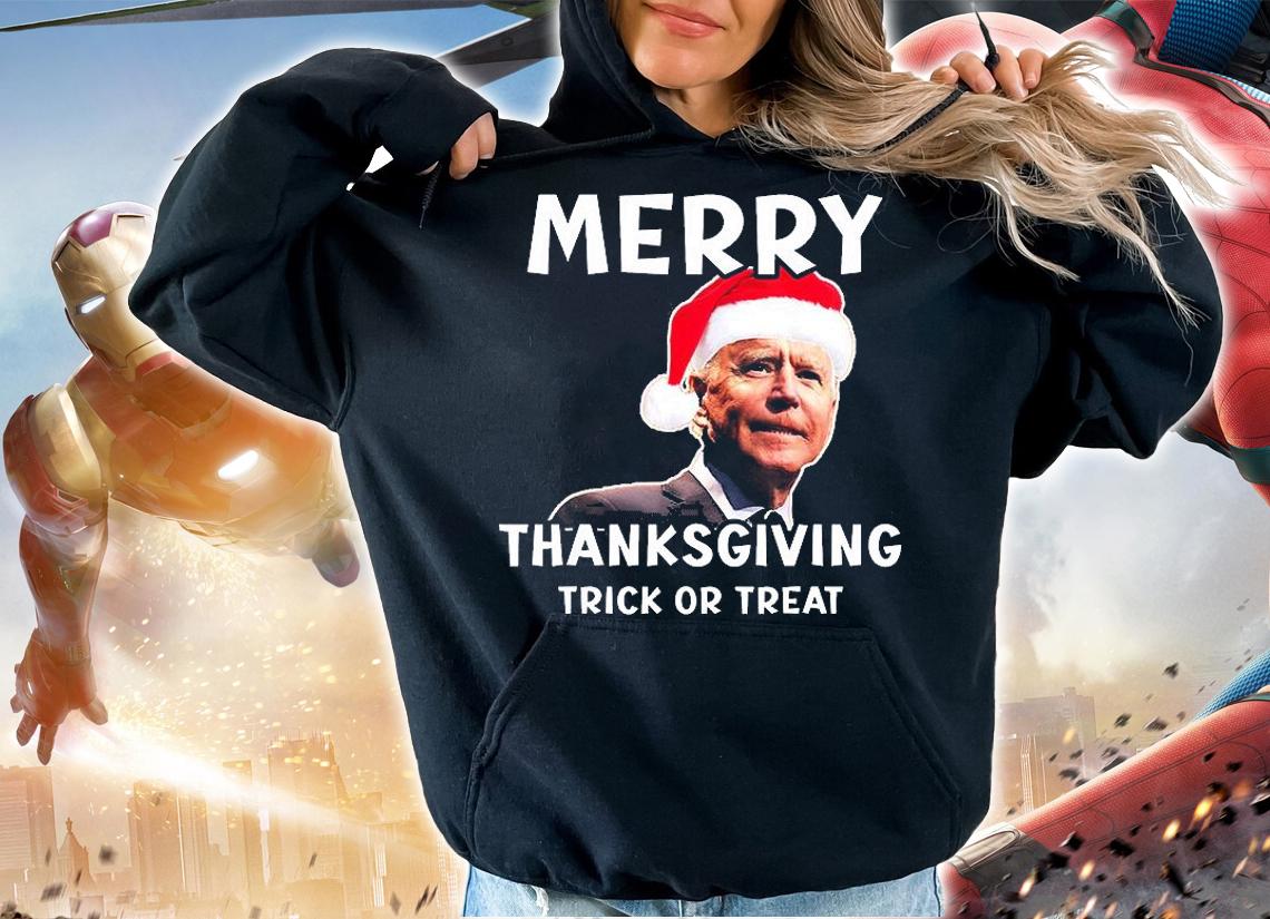 Funny Joe Biden Santa Hat Merry Thanksgiving Christmas T-Shirt t-shirt hoodie
