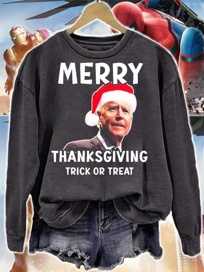 Funny Joe Biden Santa Hat Merry Thanksgiving Christmas T-Shirt t-shirt sweatshirt