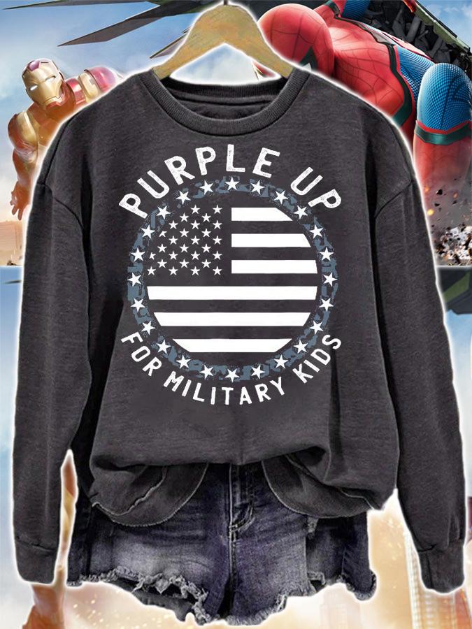 Purple Up For Military Kids Shirt Purple Month Vintage US T-Shirt t-shirt sweatshirt
