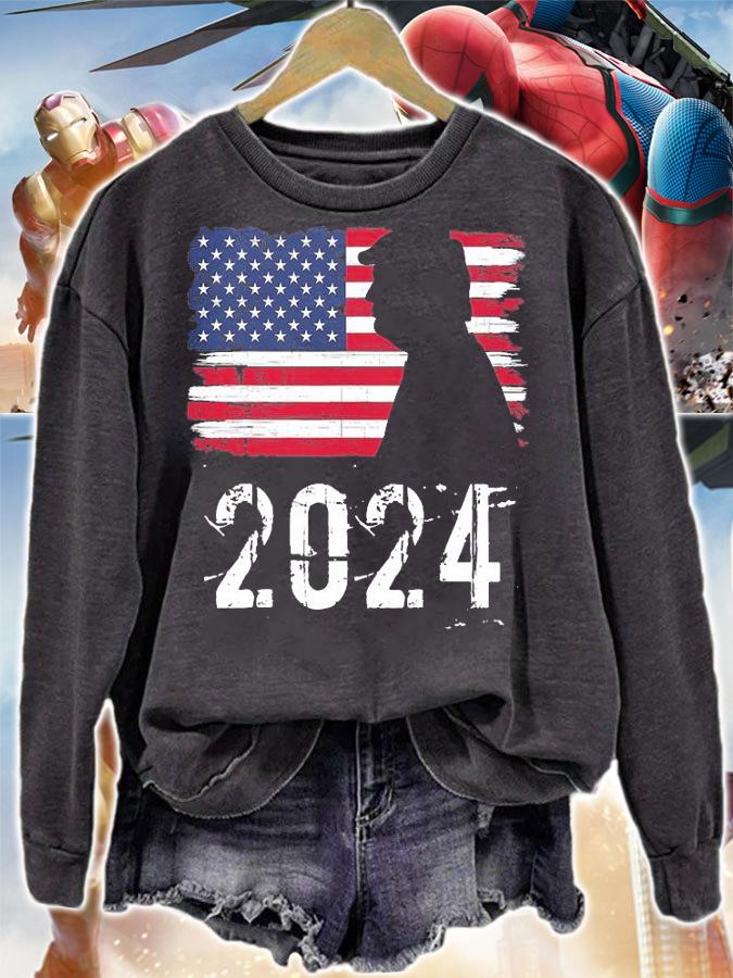 Trump 2024 Vintage American Flag Graphic Distressed Style T-Shirt t-shirt sweatshirt