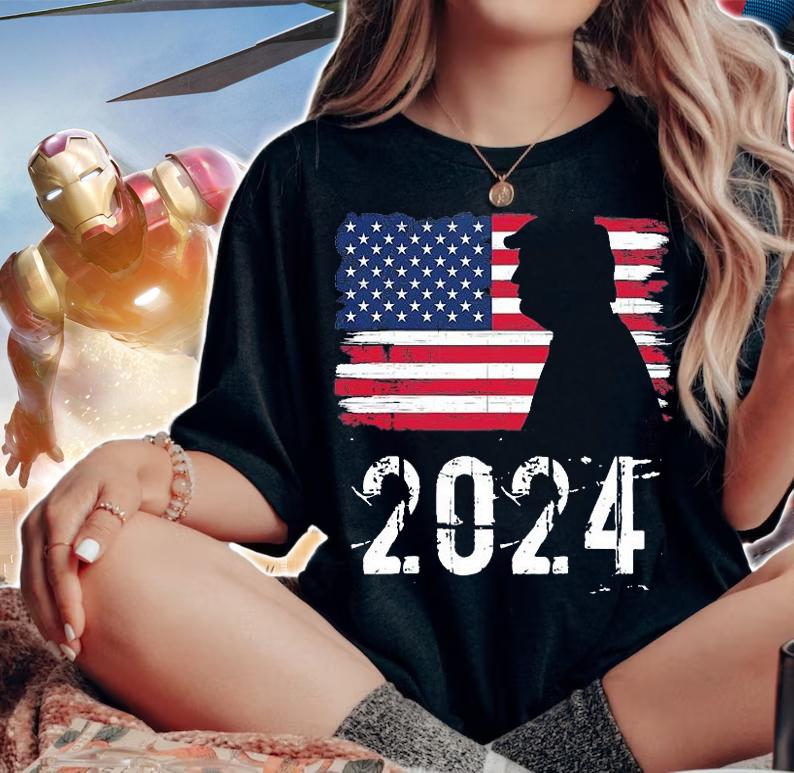 Trump 2024 Vintage American Flag Graphic Distressed Style T-Shirt t-shirt woman shirt