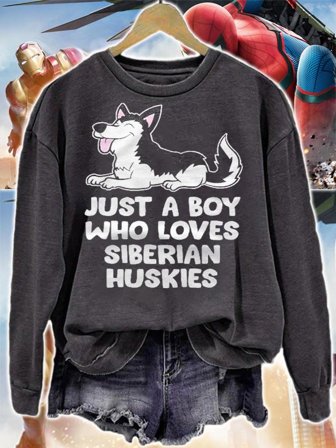 Just A Boy Who Loves Siberian Huskies Shirt t-shirt sweatshirt