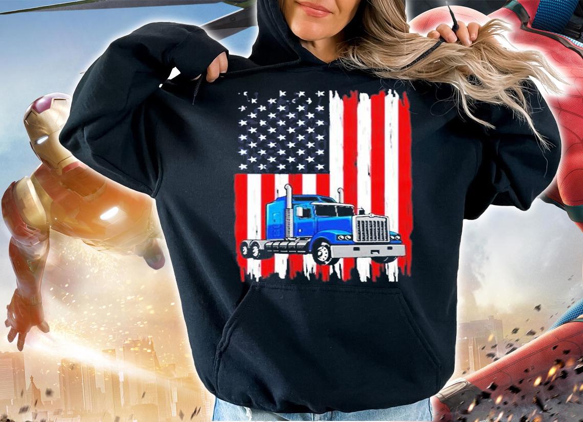 Truck American Flag Big Rig Trucker Truck Driver T-Shirt t-shirt hoodie