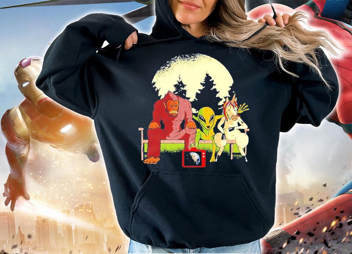 Unicorn Bigfoot Alien Watching Season 2022 Anti Human T-Shirt t-shirt hoodie