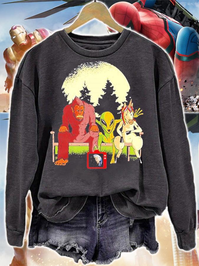 Unicorn Bigfoot Alien Watching Season 2022 Anti Human T-Shirt t-shirt sweatshirt