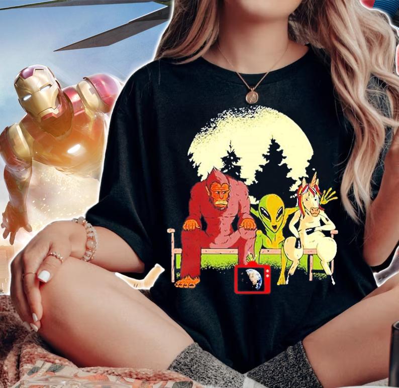 Unicorn Bigfoot Alien Watching Season 2022 Anti Human T-Shirt t-shirt woman shirt