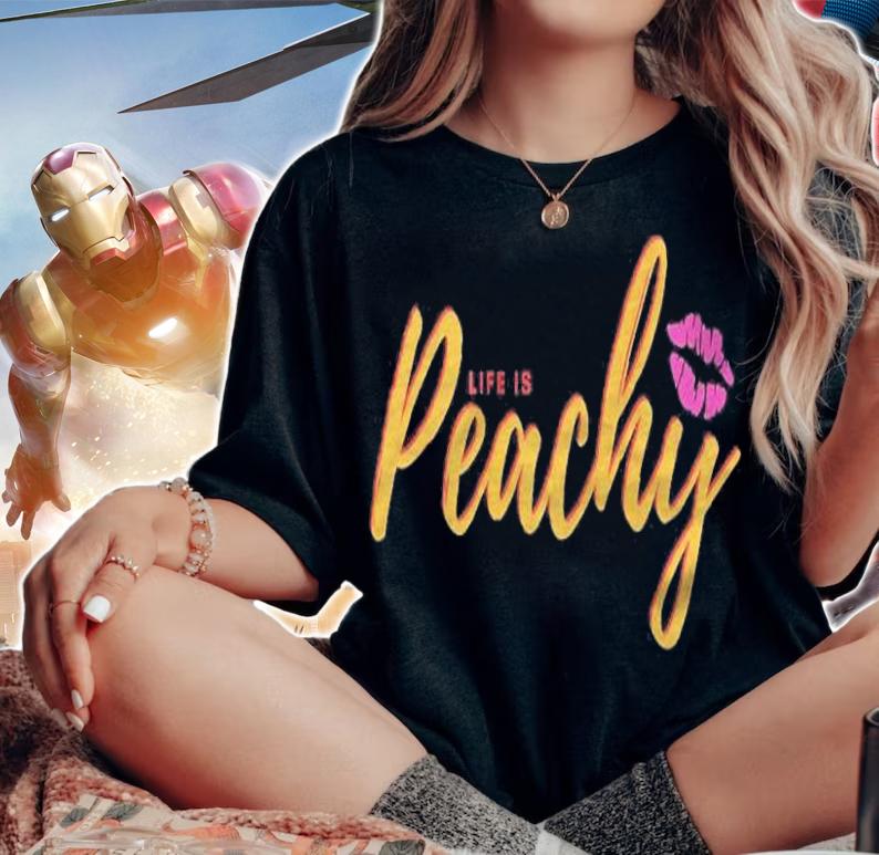 Life Is Peachy Cool Top Funny Cute Graphic Casual Spring Premium Shirt t-shirt woman shirt