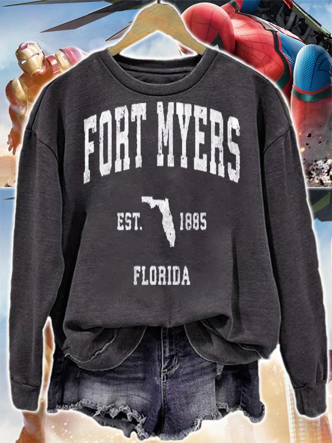 Fort Myers Florida Fl Vintage Athletic Sports Design Shirt