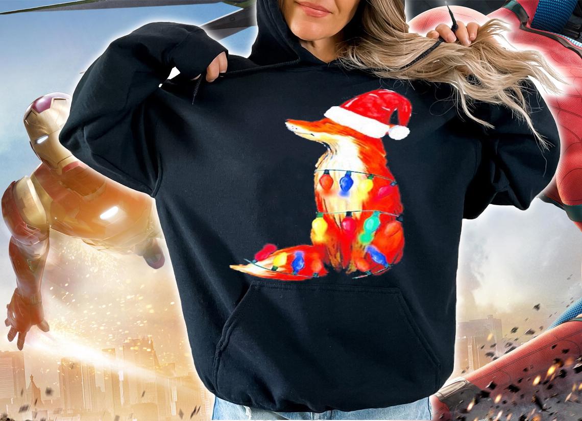 Merry Christmas Fox With Lights Fox Lover Gift Shirt hoodie