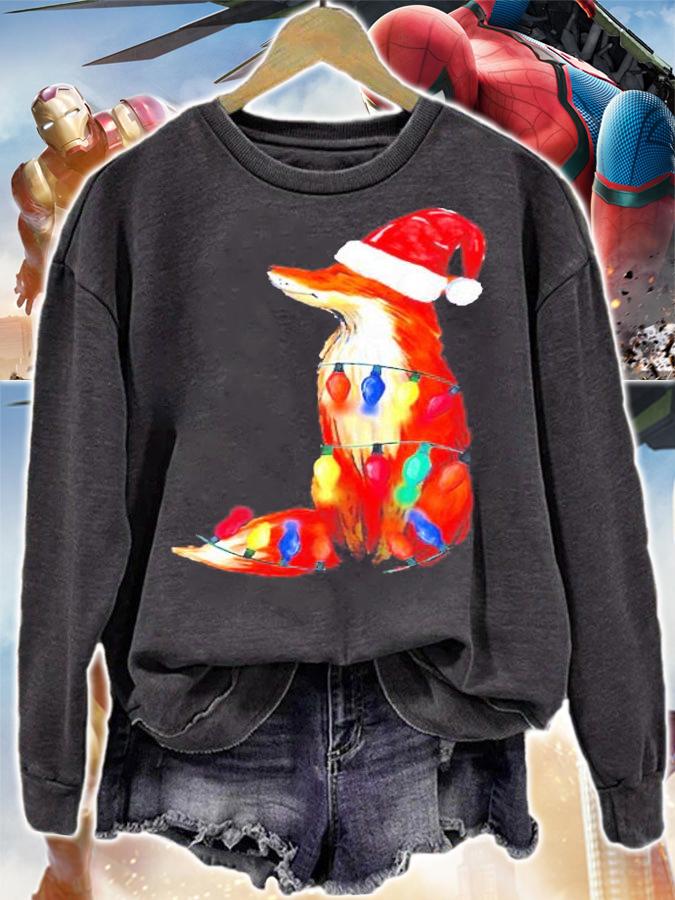 Merry Christmas Fox With Lights Fox Lover Gift Shirt sweatshirt