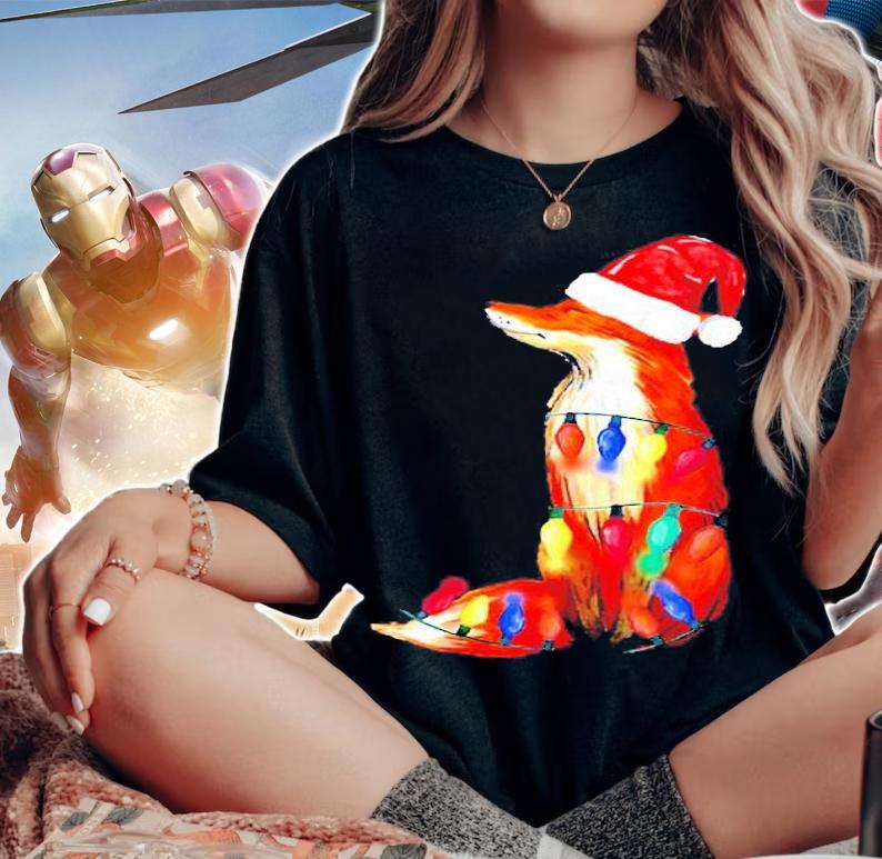 Merry Christmas Fox With Lights Fox Lover Gift Shirt woman shirt