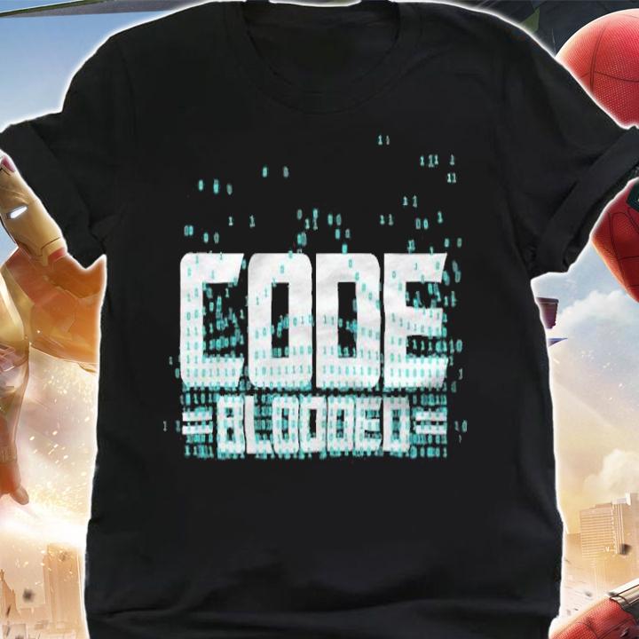 Computer programming code blooded T-shirt