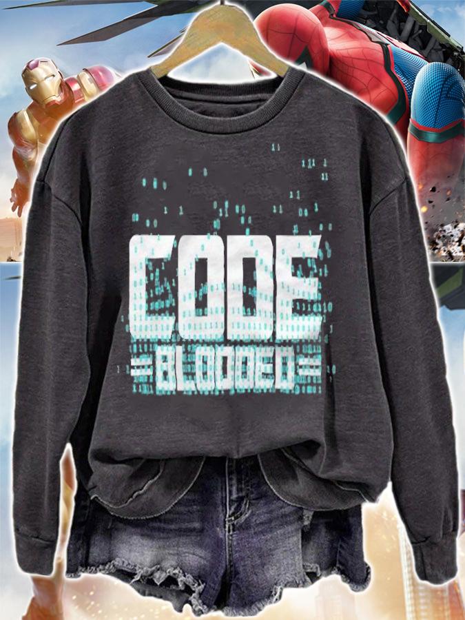 Computer programming code blooded T-shirt