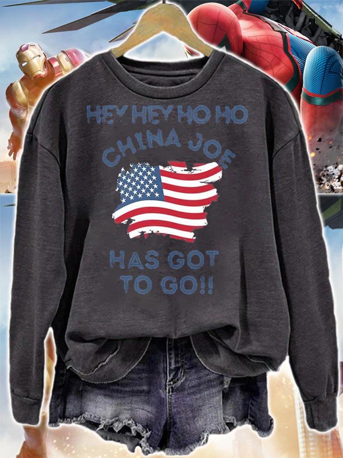 Hey Hey Ho Ho China Joe Has Got To Go USA Flag T-Shirt