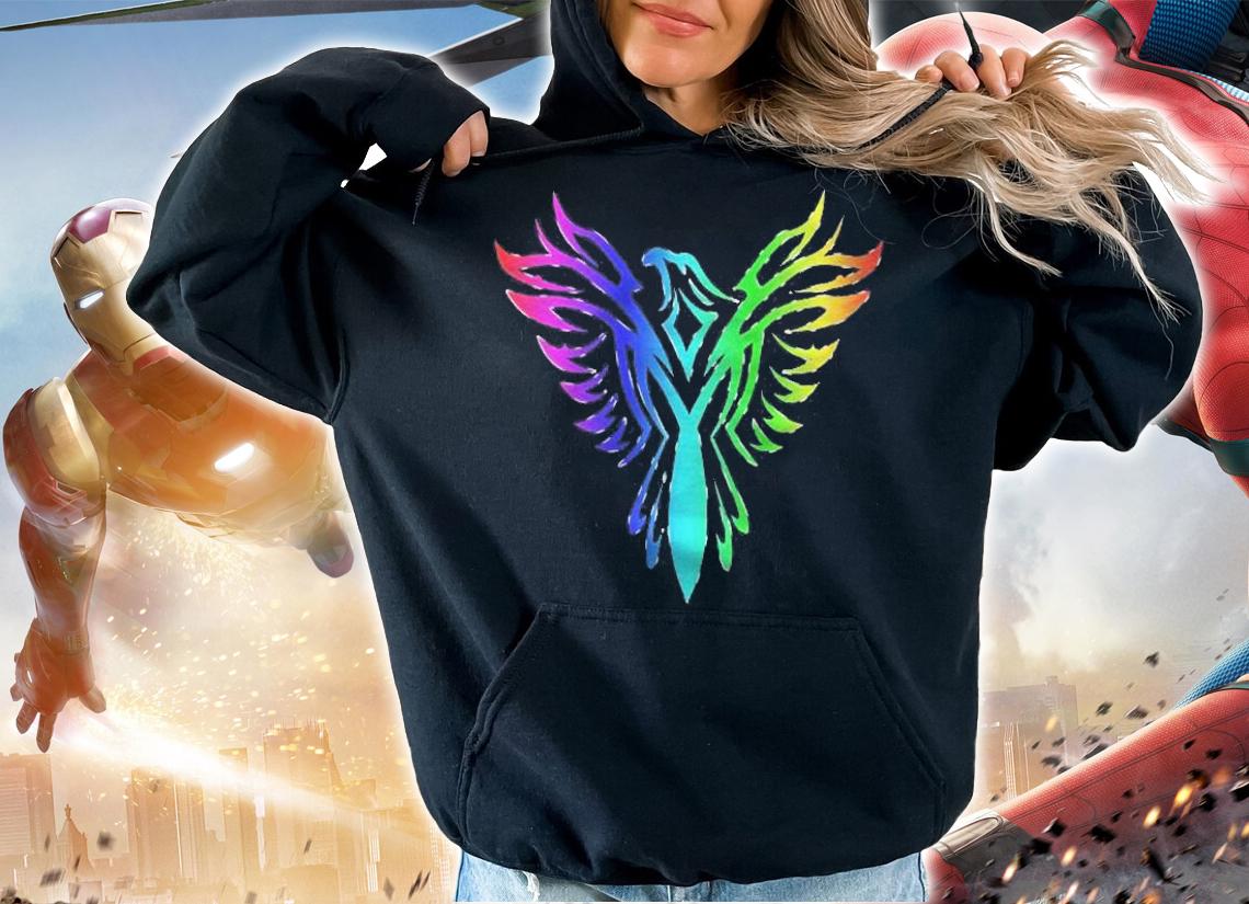 Multicolored Rainbow Flying Phoenix Fire Bird Flight Shirt hoodie