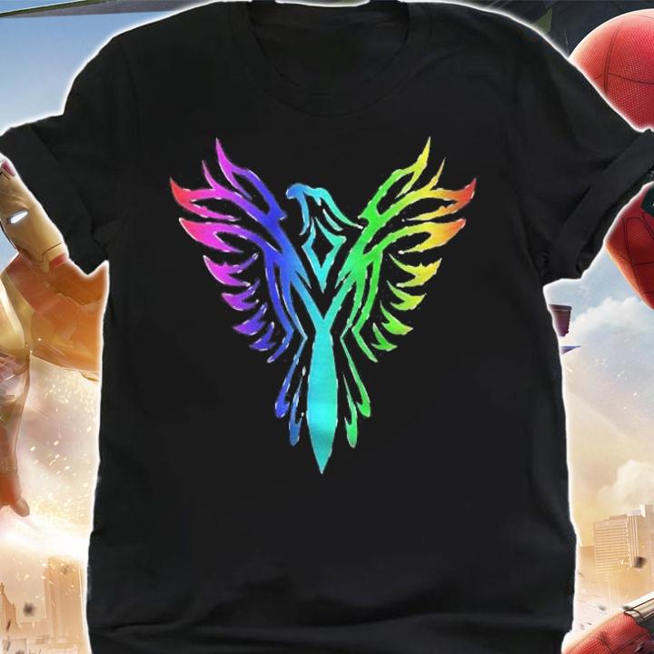 Multicolored Rainbow Flying Phoenix Fire Bird Flight Shirt shirt