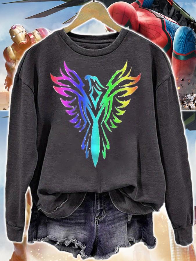 Multicolored Rainbow Flying Phoenix Fire Bird Flight Shirt sweatshirt