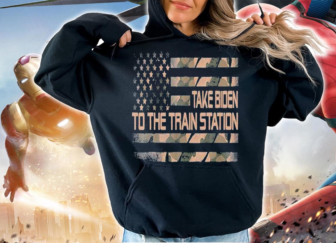 Take Biden To The Train Station American Camo USA Flag T-Shirt hoodie