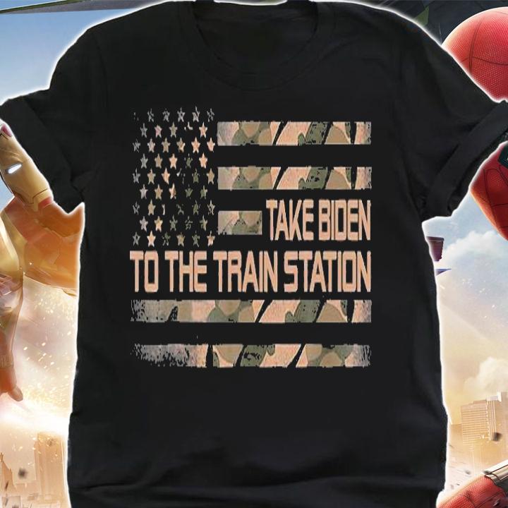 Take Biden To The Train Station American Camo USA Flag T-Shirt shirt