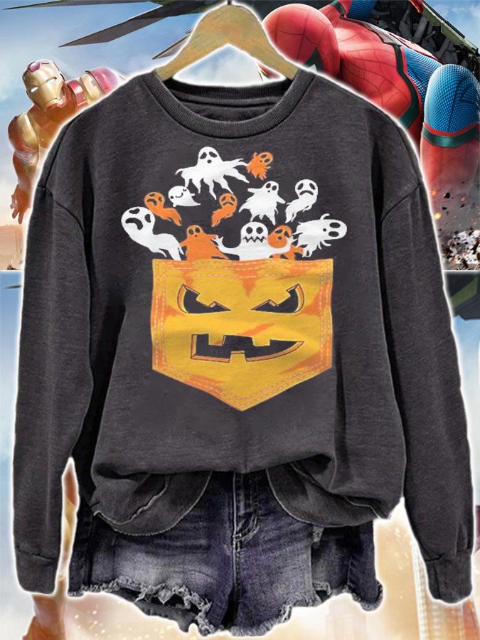 Cool Halloween Spooky Ghost Pumpkin Pocket Lovers Gift shirt sweatshirt