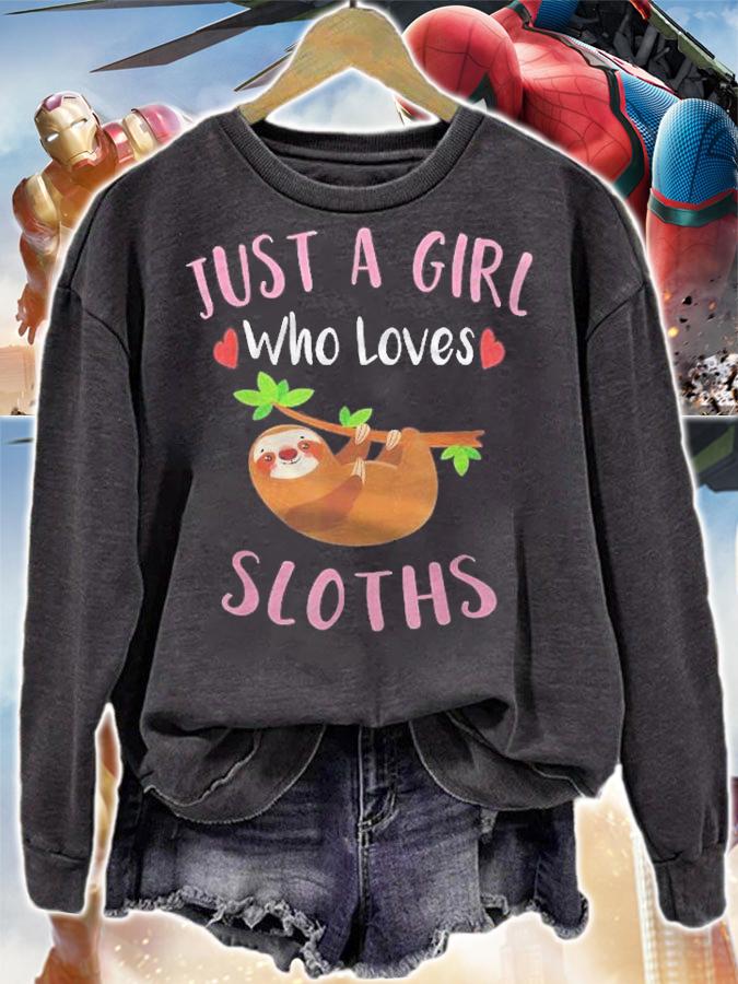 Kids Sloth Shirt Just A Girl Who Loves Sloths Lovers Gift Shirt sweatshirt