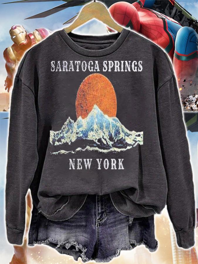 Saratoga Springs New York Mountain Sunset Scene Shirt