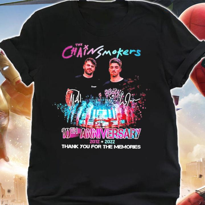 The Chainsmokers 10th Anniversary 2012 2022 Thank You For The Memories Signatures t-shirt shirt