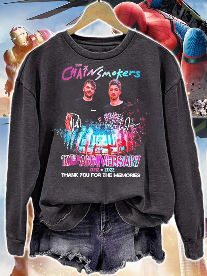 The Chainsmokers 10th Anniversary 2012 2022 Thank You For The Memories Signatures t-shirt sweatshirt
