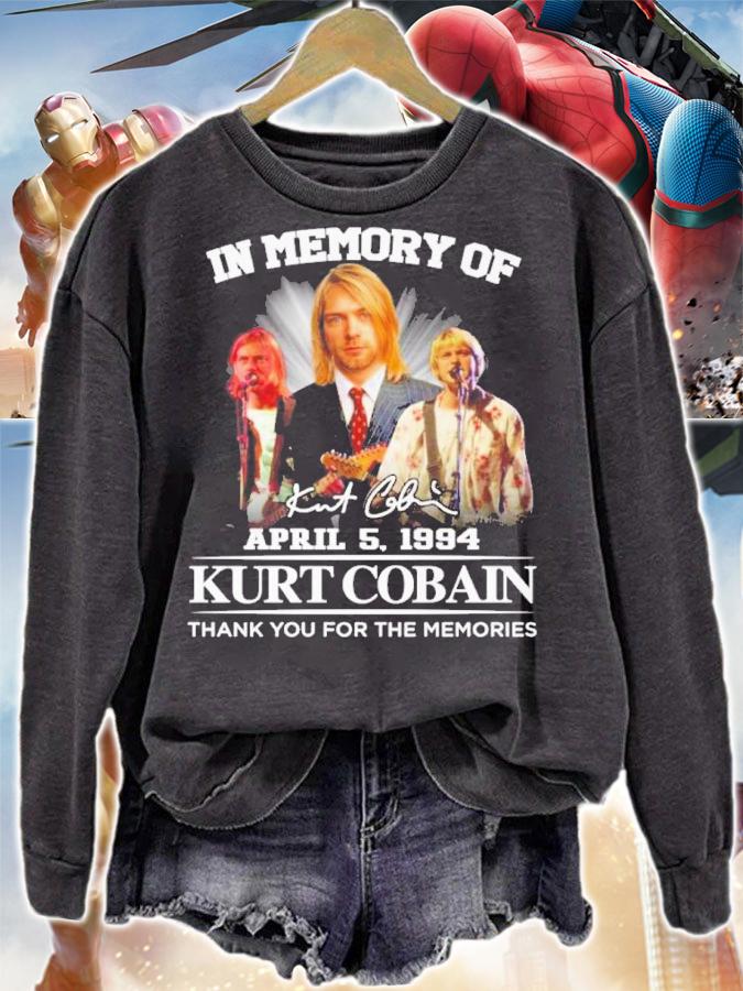 In memory of April 5 1994 Kurt Cobain thank you for the memories signature shirt sweatshirt