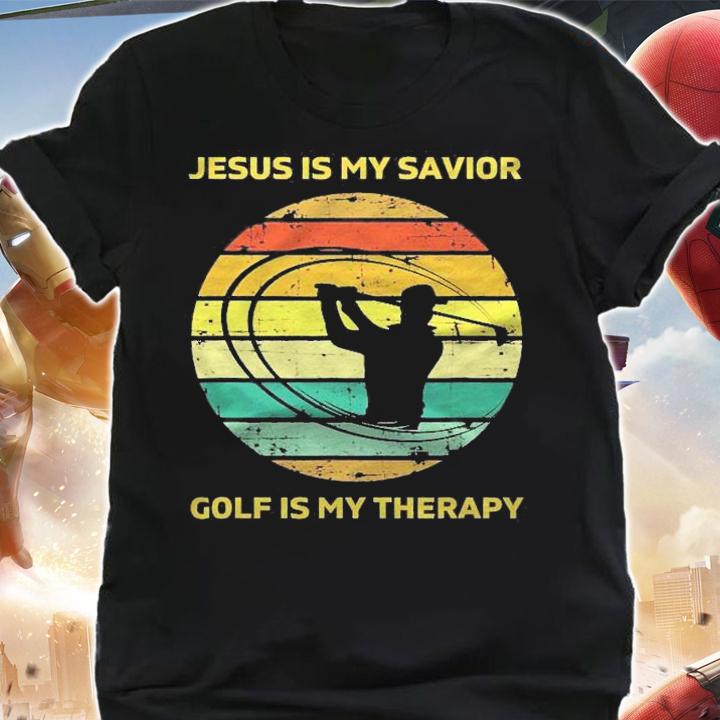Jesus Is My Savior Golf Is My Therapy Gifts Golf Lover Funny Shirt