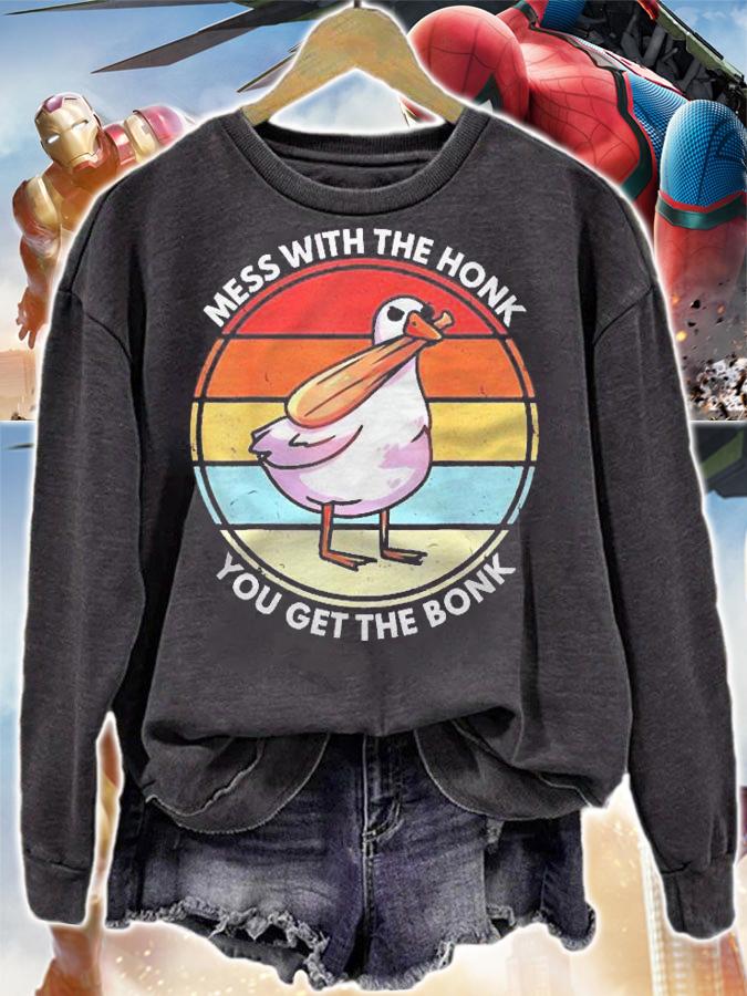 Mess With The Honk You Get The Bonk Funny Duck Goose Meme Bat Shirt