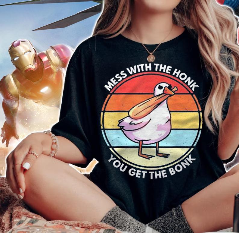 Mess With The Honk You Get The Bonk Funny Duck Goose Meme Bat Shirt