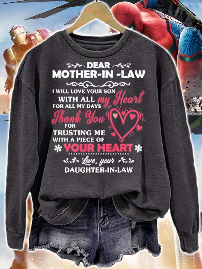 Dear Mother In Law I Will Love Your Son With All My Heart T-Shirt