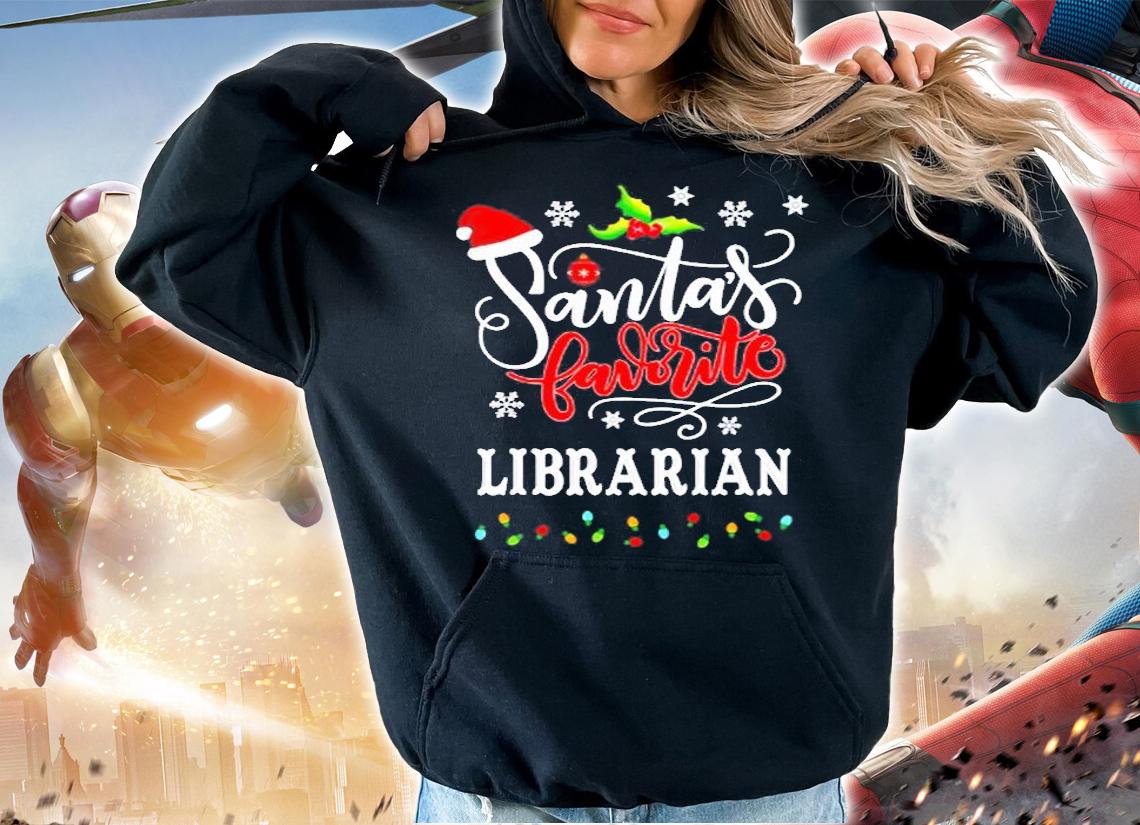 Santas Favorite Librarian Funny Christmas Xmas Gift T-Shirt
