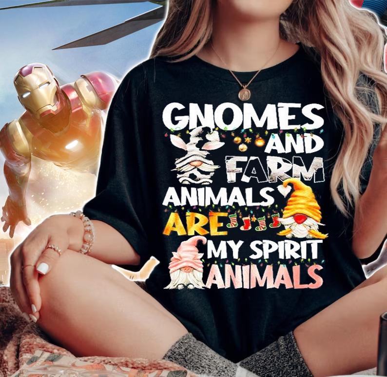 Gnomes And Farm Animals Are My Spirit Animals Christmas T-Shirt woman shirt