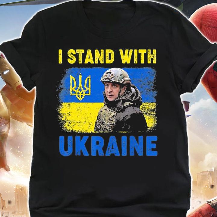 Great President Volodymyr Zelensky I Stand With Ukraine Ukrainian Flag T-Shirt shirt