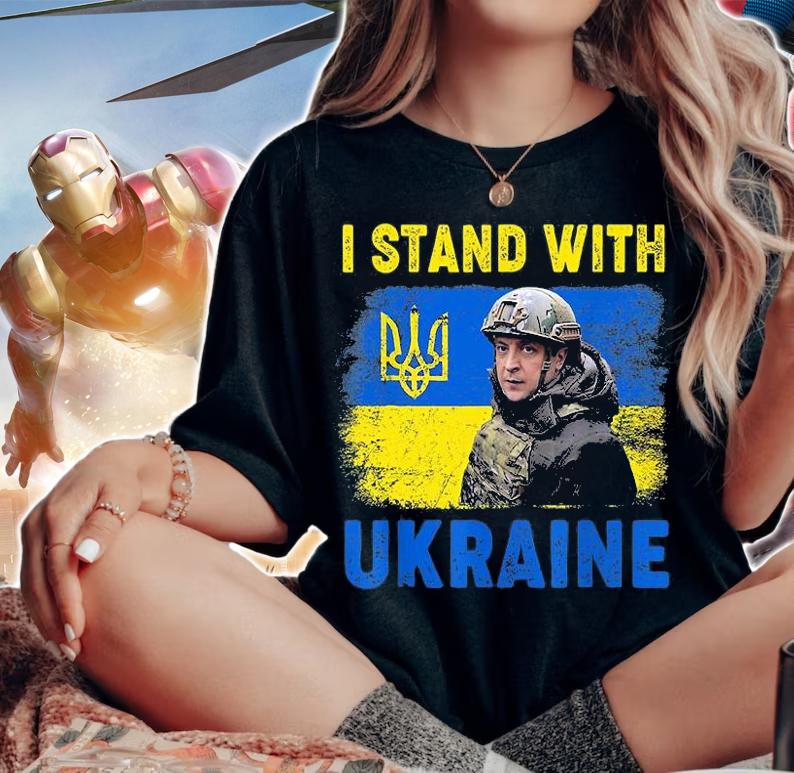 Great President Volodymyr Zelensky I Stand With Ukraine Ukrainian Flag T-Shirt woman shirt