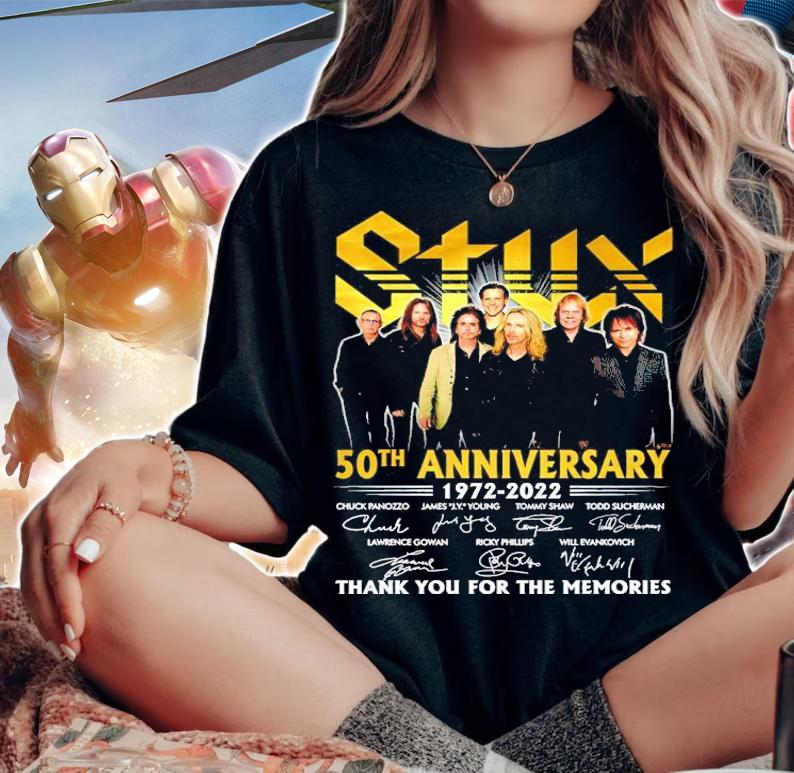Styx 50th Anniversary 1972-2022 Signatures Thank You For The Memories Shirt woman shirt