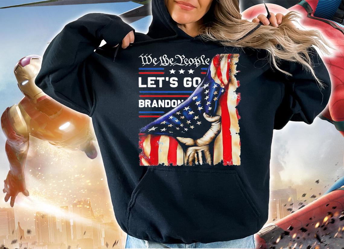 We The People Let's Go Brandon Conservative Anti Liberal American Flag Fist Retro T-Shirt