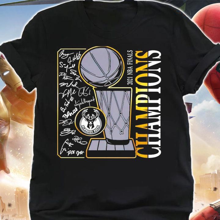 2021 NBA Finals Champions Milwaukee Bucks signatures t-shirt shirt