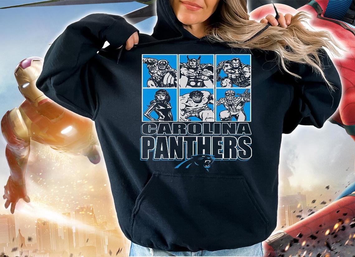 Carolina Panthers Disney Marvel Avengers Line-Up shirt hoodie
