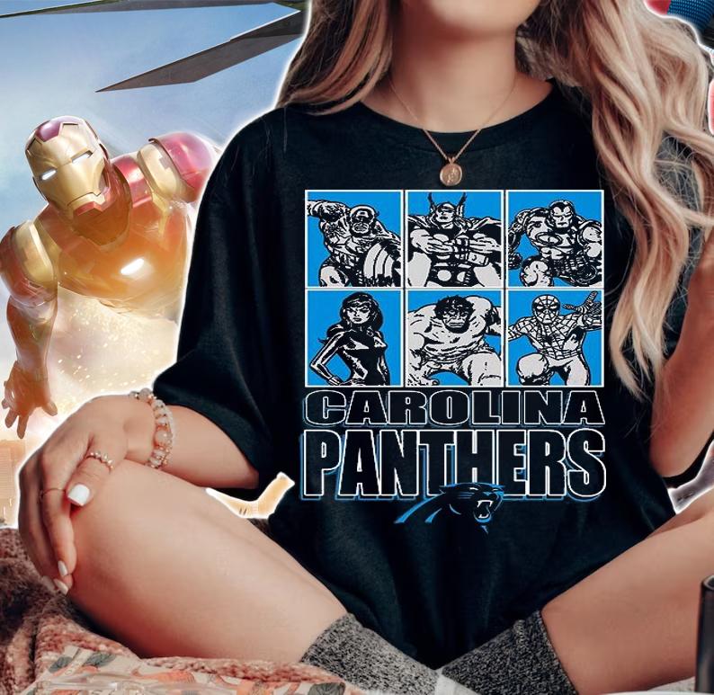 Carolina Panthers Disney Marvel Avengers Line-Up shirt woman shirt