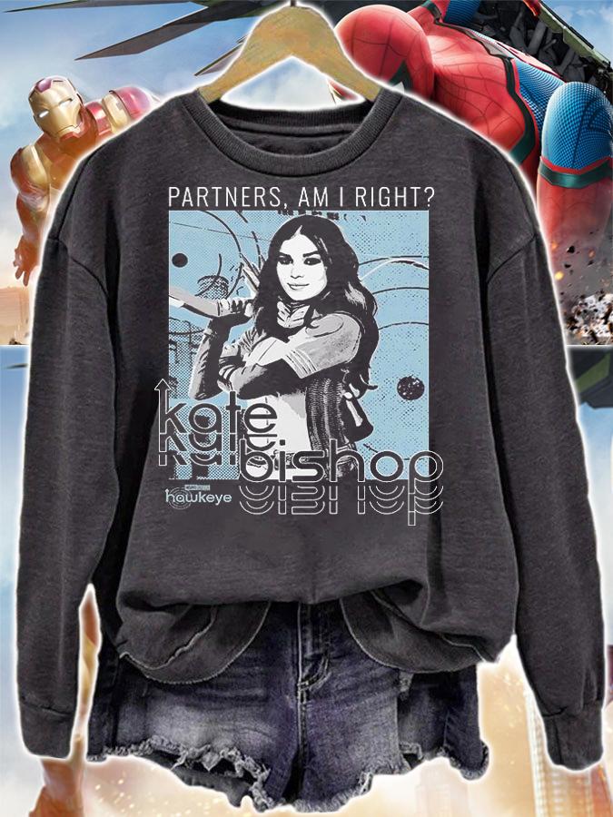Marvel Studios Hawkeye partners am I right Kate Bishop hero shot T-shirt sweatshirt