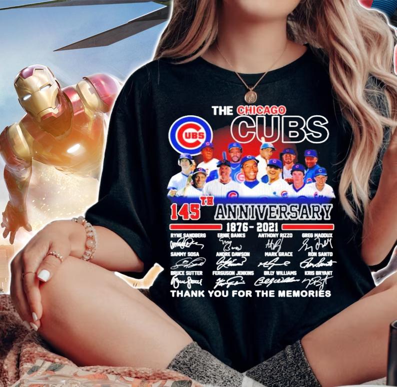 The Chicago Cubs 145th anniversary 1876-2021 signature shirt woman shirt