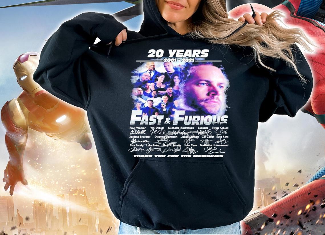 20 years 2001-2021 Fast and Furious thank you for the memories t-shirt