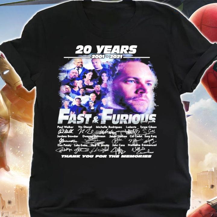 20 years 2001-2021 Fast and Furious thank you for the memories t-shirt