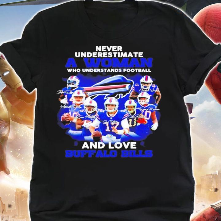 A woman who understands football and love Buffalo Bills signatures shirt shirt