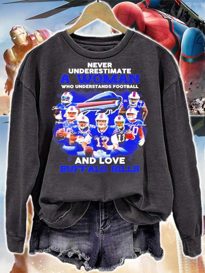 A woman who understands football and love Buffalo Bills signatures shirt sweatshirt