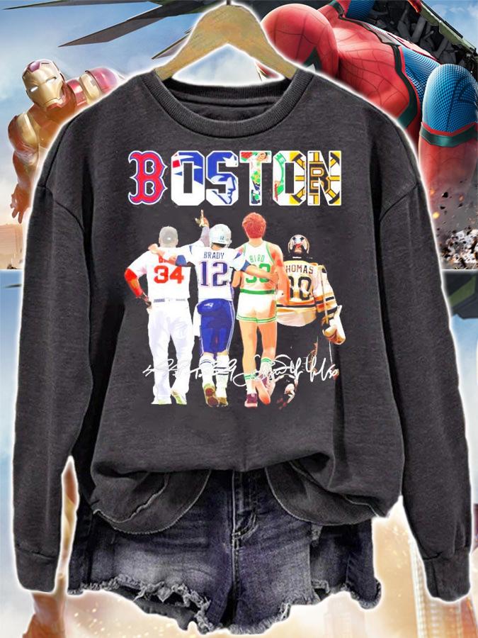 Boston David Ortiz Tom Brady Larry Bird Tim Thomas signatures t-shirt sweatshirt